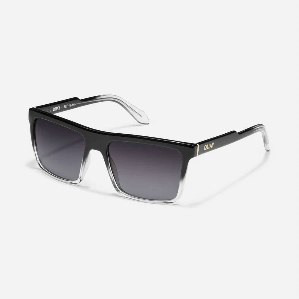 NEW QUAY men's let it run large sunglasses in black to clear / smoke lens